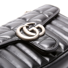 Load image into Gallery viewer, Gucci GG Marmont Aria Leather Shoulder Mini Flap Bag Black
