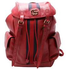 Load image into Gallery viewer, Gucci Ophidia Double Buckle Leather Medium Backpack Bag Red
