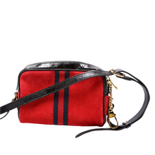 Load image into Gallery viewer, Gucci GG Supreme Mini Suede Ophidia Crossbody Bag Red
