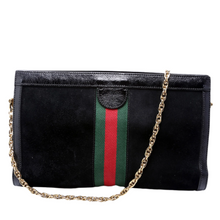 Load image into Gallery viewer, Gucci Ophidia Suede Shoulder Bag Web Medium Black
