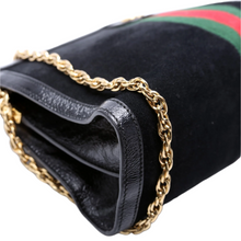 Load image into Gallery viewer, Gucci Ophidia Suede Shoulder Bag Web Medium Black
