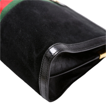 Load image into Gallery viewer, Gucci Ophidia Suede Shoulder Bag Web Medium Black
