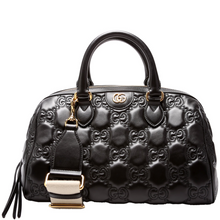 Load image into Gallery viewer, Gucci GG Matelasses Leather Medium Bowler Bag Black

