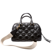 Load image into Gallery viewer, Gucci GG Matelasses Leather Medium Bowler Bag Black
