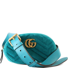 Load image into Gallery viewer, Gucci Marmont Velvet Belt Bag Teal
