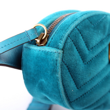 Load image into Gallery viewer, Gucci Marmont Velvet Belt Bag Teal
