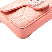 Load image into Gallery viewer, Gucci Marmont Rhinestone Moire Mini Belt Bag Pink
