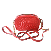 Load image into Gallery viewer, Gucci Marmont leather Mini Camera Bag Red
