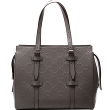 Load image into Gallery viewer, Gucci Embossed Leather Tote Bag Grey
