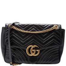 Load image into Gallery viewer, Gucci Marmont Leather Large Shoulder Bag Black
