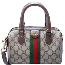 Load image into Gallery viewer, Gucci Ophidia GG Supreme Coated Canvas Mini Top Handle Bag Brown
