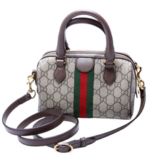 Load image into Gallery viewer, Gucci Ophidia GG Supreme Coated Canvas Mini Top Handle Bag Brown
