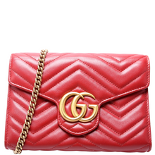 Load image into Gallery viewer, Gucci Marmont Leather Chain Wallet Red
