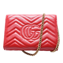 Load image into Gallery viewer, Gucci Marmont Leather Chain Wallet Red

