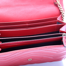 Load image into Gallery viewer, Gucci Marmont Leather Chain Wallet Red
