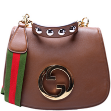 Load image into Gallery viewer, Gucci GG Supreme Blondie Leather Medium Top Handle Bag Brown
