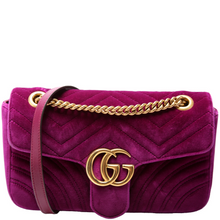 Load image into Gallery viewer, Gucci Marmont Velvet Shoulder Small Flap Bag Purple

