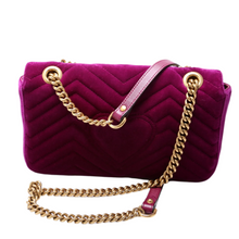 Load image into Gallery viewer, Gucci Marmont Velvet Shoulder Small Flap Bag Purple
