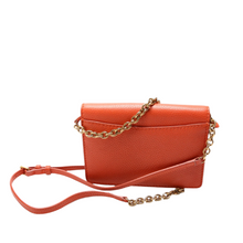 Load image into Gallery viewer, Burberry Hampshire Embossed Leather Chain Wallet Orange
