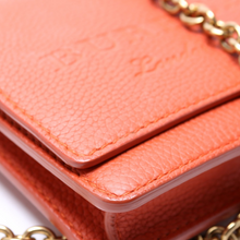 Load image into Gallery viewer, Burberry Hampshire Embossed Leather Chain Wallet Orange
