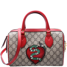 Load image into Gallery viewer, Gucci GG Supreme Canvas Kingsnake Embellished Boston Bag Beige
