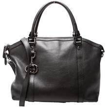 Load image into Gallery viewer, Gucci GG Charm Dome Leather Satchel Bag Black
