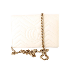 Load image into Gallery viewer, Gucci Marmont Chain Wallet Leather Crossbody Bag White
