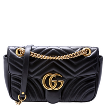 Load image into Gallery viewer, Gucci Marmont Small Leather Shoulder Flap Bag Black
