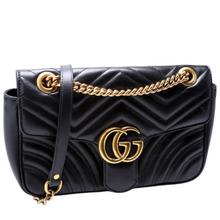 Load image into Gallery viewer, Gucci Marmont Small Leather Shoulder Flap Bag Black
