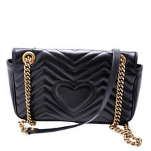 Load image into Gallery viewer, Gucci Marmont Small Leather Shoulder Flap Bag Black
