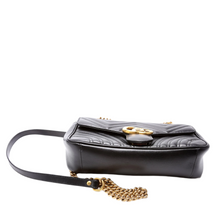 Load image into Gallery viewer, Gucci Marmont Small Leather Shoulder Flap Bag Black
