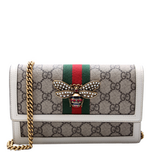 Load image into Gallery viewer, Gucci Queen Margaret Supreme Coated Canvas Chain Wallet Multicolor
