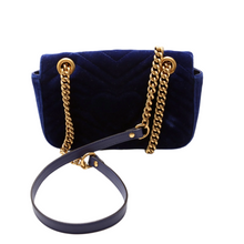 Load image into Gallery viewer, Gucci Marmont Velvet Shoulder Bag Mini Flap Blue
