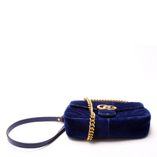 Load image into Gallery viewer, Gucci Marmont Velvet Shoulder Bag Mini Flap Blue
