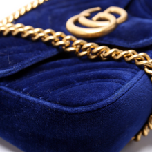Load image into Gallery viewer, Gucci Marmont Velvet Shoulder Bag Mini Flap Blue
