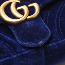 Load image into Gallery viewer, Gucci Marmont Velvet Shoulder Bag Mini Flap Blue
