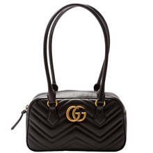 Load image into Gallery viewer, Gucci GG Marmont Small Leather Top Handle Bag Black
