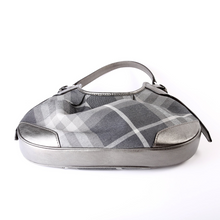 Load image into Gallery viewer, Burberry Shimmer Check Brooklyn Small Hobo Bag Grey
