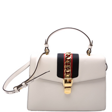 Load image into Gallery viewer, Gucci Sylvie Smooth Leather Top Handle Bag Medium White
