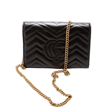 Load image into Gallery viewer, Gucci Marmont Leather Chain Wallet Black
