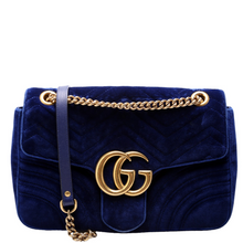 Load image into Gallery viewer, Gucci Marmont Velvet Medium Shoulder Bag Blue
