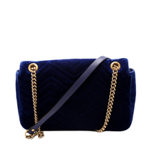 Load image into Gallery viewer, Gucci Marmont Velvet Medium Shoulder Bag Blue
