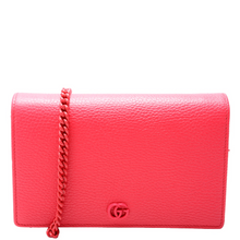 Load image into Gallery viewer, Gucci Marmont Mini Leather Wallet On Chain  Pink

