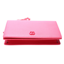 Load image into Gallery viewer, Gucci Marmont Mini Leather Wallet On Chain  Pink
