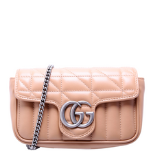 Load image into Gallery viewer, Gucci Marmont Aria Leather Super Mini Flap Shoulder Bag Tan

