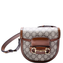 Load image into Gallery viewer, Gucci Horsebit 1955 GG Supreme Mini Rounded Shoulder Bag Brown
