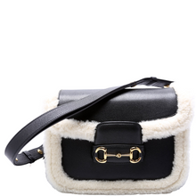 Load image into Gallery viewer, Gucci Horsebit 1955 Shearling Leather Shoulder Bag Bicolor
