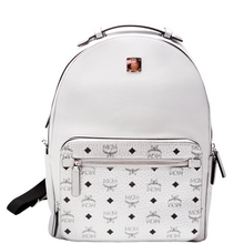 Load image into Gallery viewer, MCM Stark Medium Leather Backpack Bag Silver
