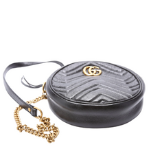 Load image into Gallery viewer, Gucci Marmont Mini Round Leather Crossbody Bag Black
