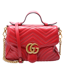 Load image into Gallery viewer, Gucci Maront Medium leather Top Handle Bag Red
